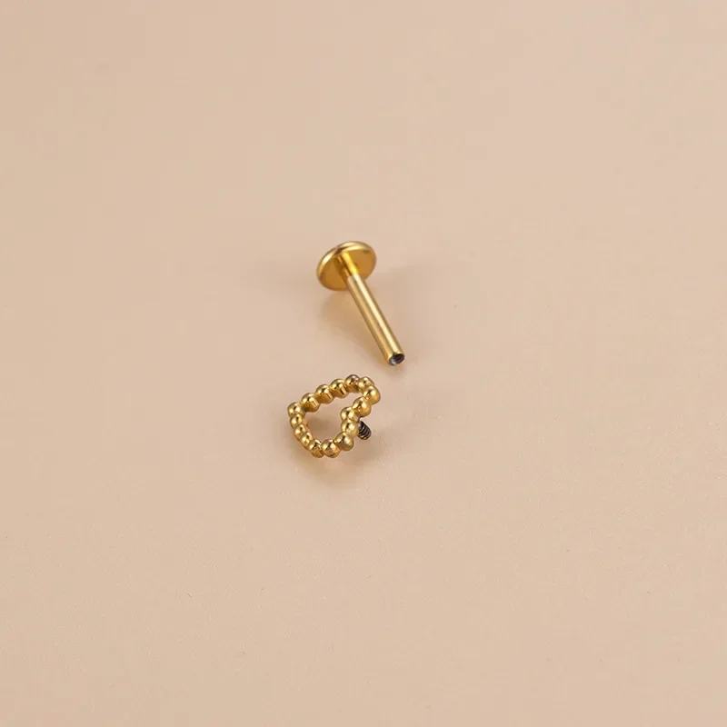 1 шт. ASTM F136 G23 титан 2*8 мм серьги-гвоздики для пирсинга сердца змея плоские женщин