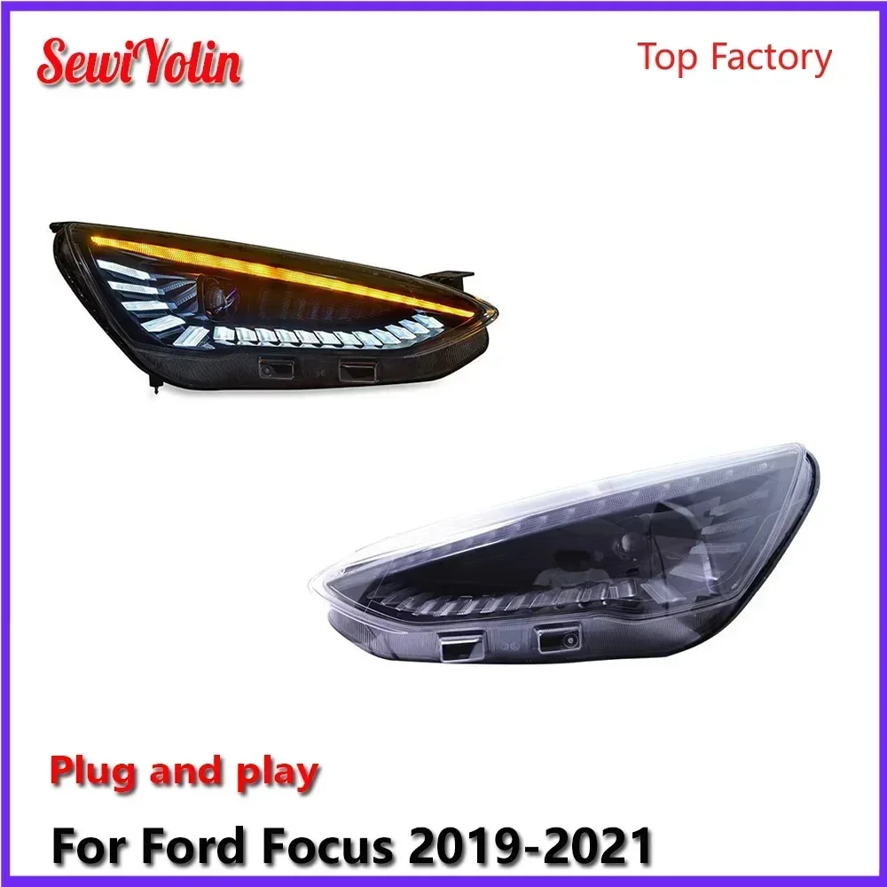 Фото Автомобильные светодиодные фары в сборе для Ford Focus 2019-2021, автоматические противотуманные фары DRL, стоп-сигнал, указатель поворота Plug and Play №2