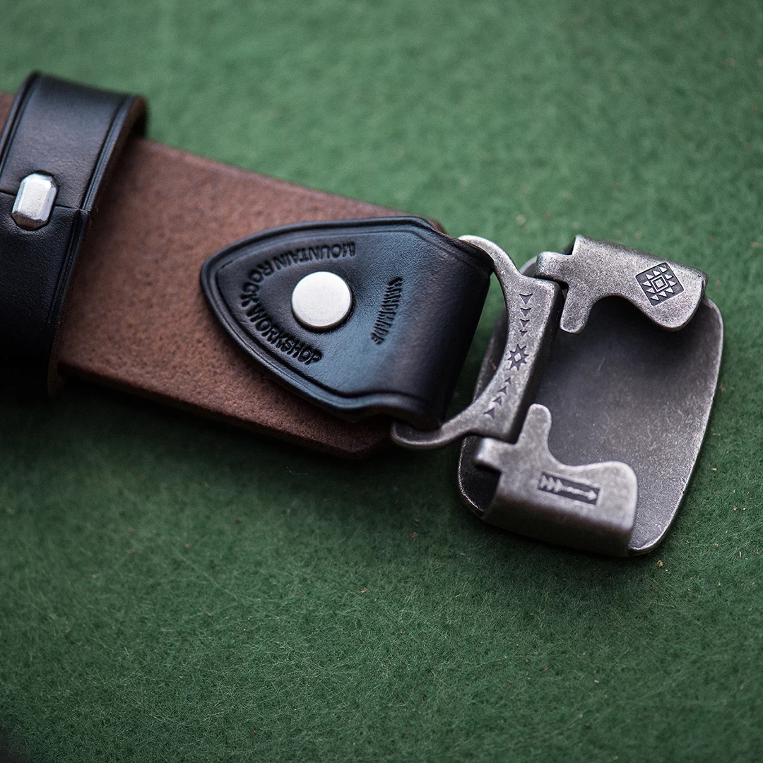 Кожаный ремень Horween Holvin в американском винтажном стиле с петлей и пряжкой