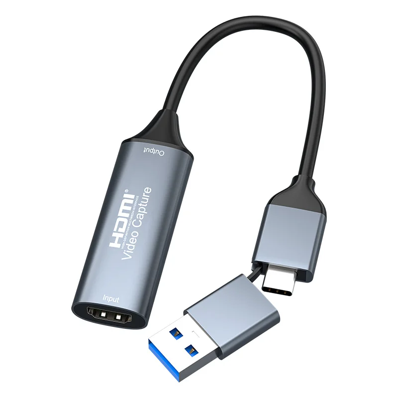 Фото Хит продаж: HD-адаптер HDMI на Micro USB 2.0/3.0 USB-C для захвата видео, запись 1080p 30fps/4k 60fps, запись звука в реальном времени для устройств OTG, MP4. №1