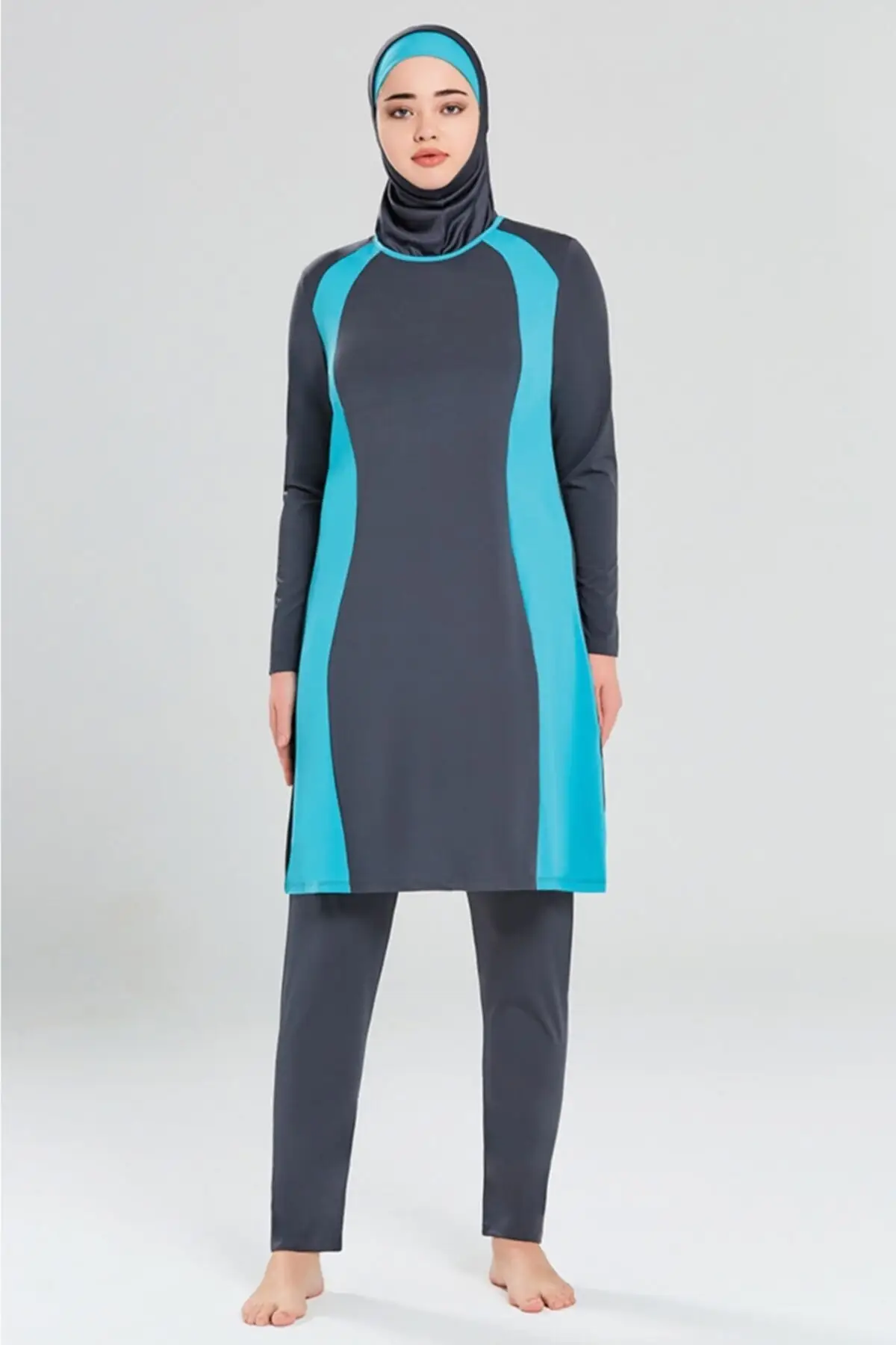 

Muslim Burkinis Blue Swimwear Modest Summer Clothing Hijab Sport Swimsuit Islamic Full Cover Swimwear