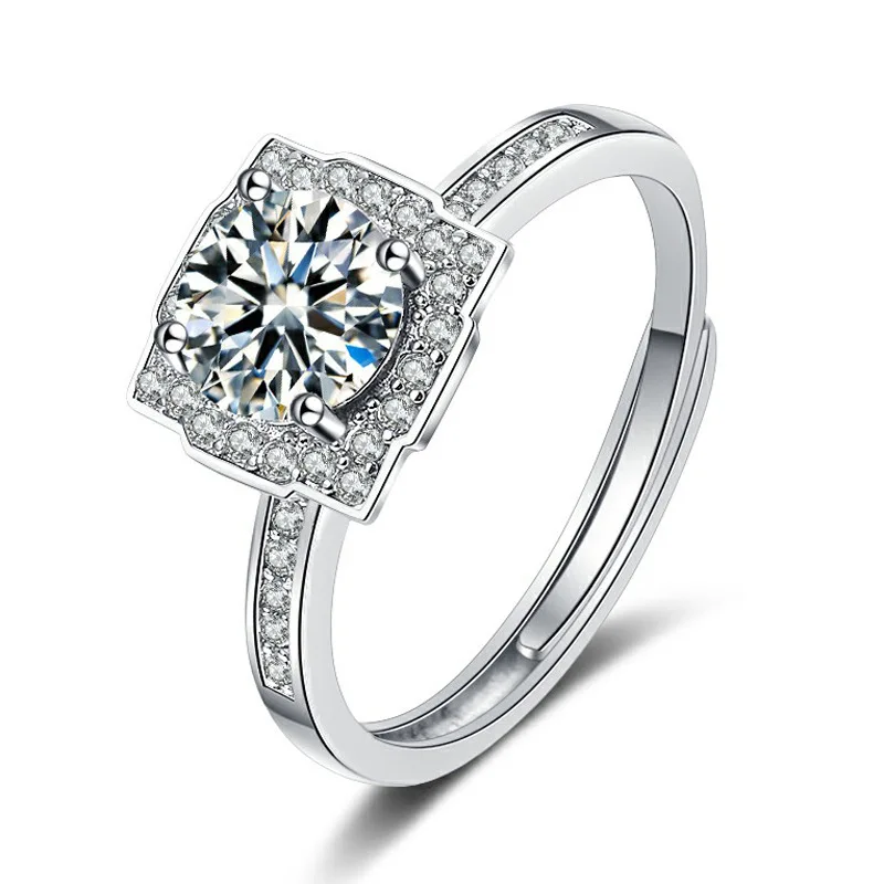 

Moissanite Ring Trevi Fountain Four Prongs D Color Women's Ring Proposal Engagement White Gold Ring Silver 925 jewelry