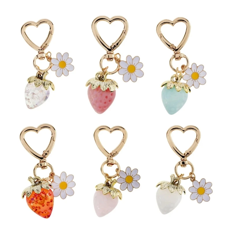 Модная сумка с цветком клубники очаровательное портативное украшение для ключей