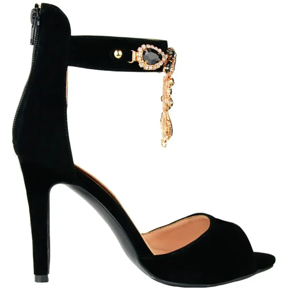 ASHIOFU Handmade Ladies High Heels Sandals Crystal Jewelry Wedding Party Prom Shoes Simple Style Fashion Evening Club