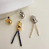 allnewme unusual 2 designs gold silver color aladdins lamp dangle earrings for women freshwater pearl beaded tassel earrings
