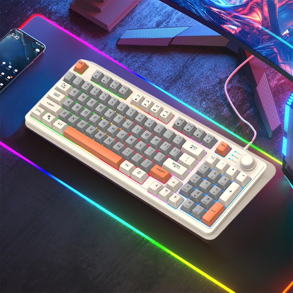 Механическая клавиатура K82 RGB-подсветка геймерская USB-порт светящаяся 94 клавиши с