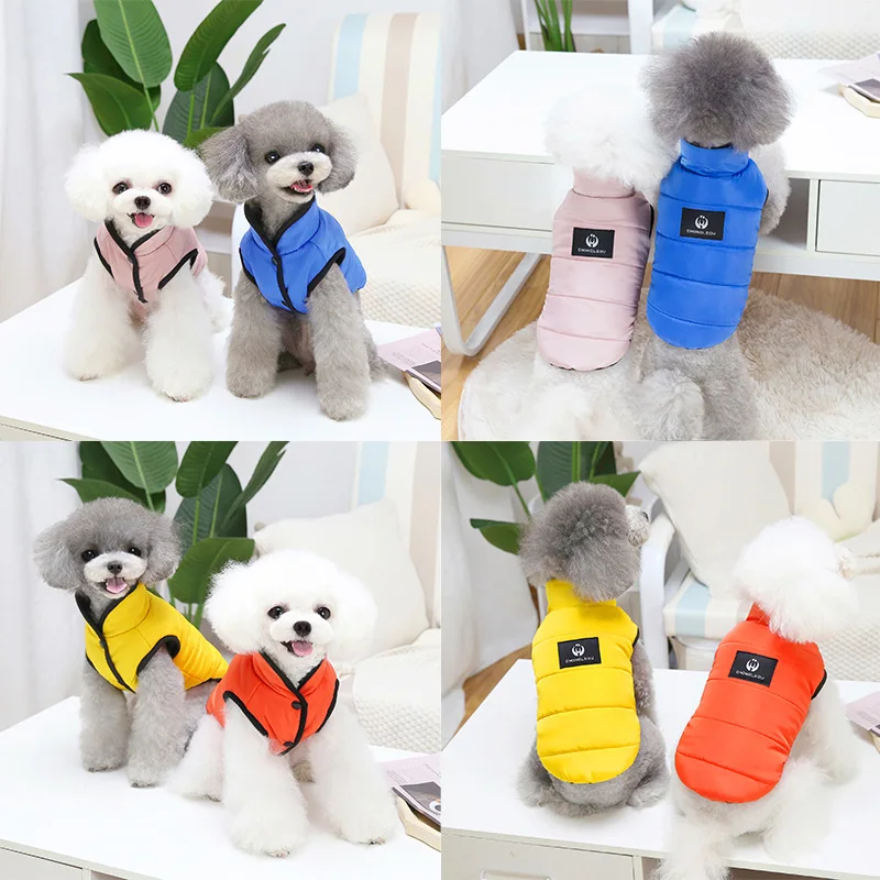New Fashion Pet Winter Breathable Outerwear Puppy Thicken Fleece Warm Two-legged Jumpsuit Coat Dog Vest Down Jacket Pet Clothing