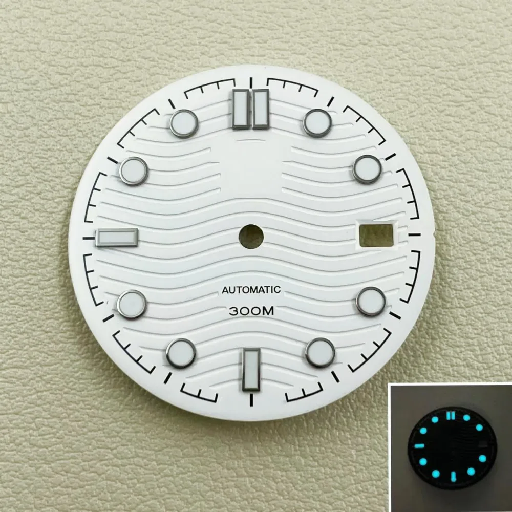 NH35A dial hippocampus watch dial blue and green night disc NH36A pointer modified watch literal size 31mm