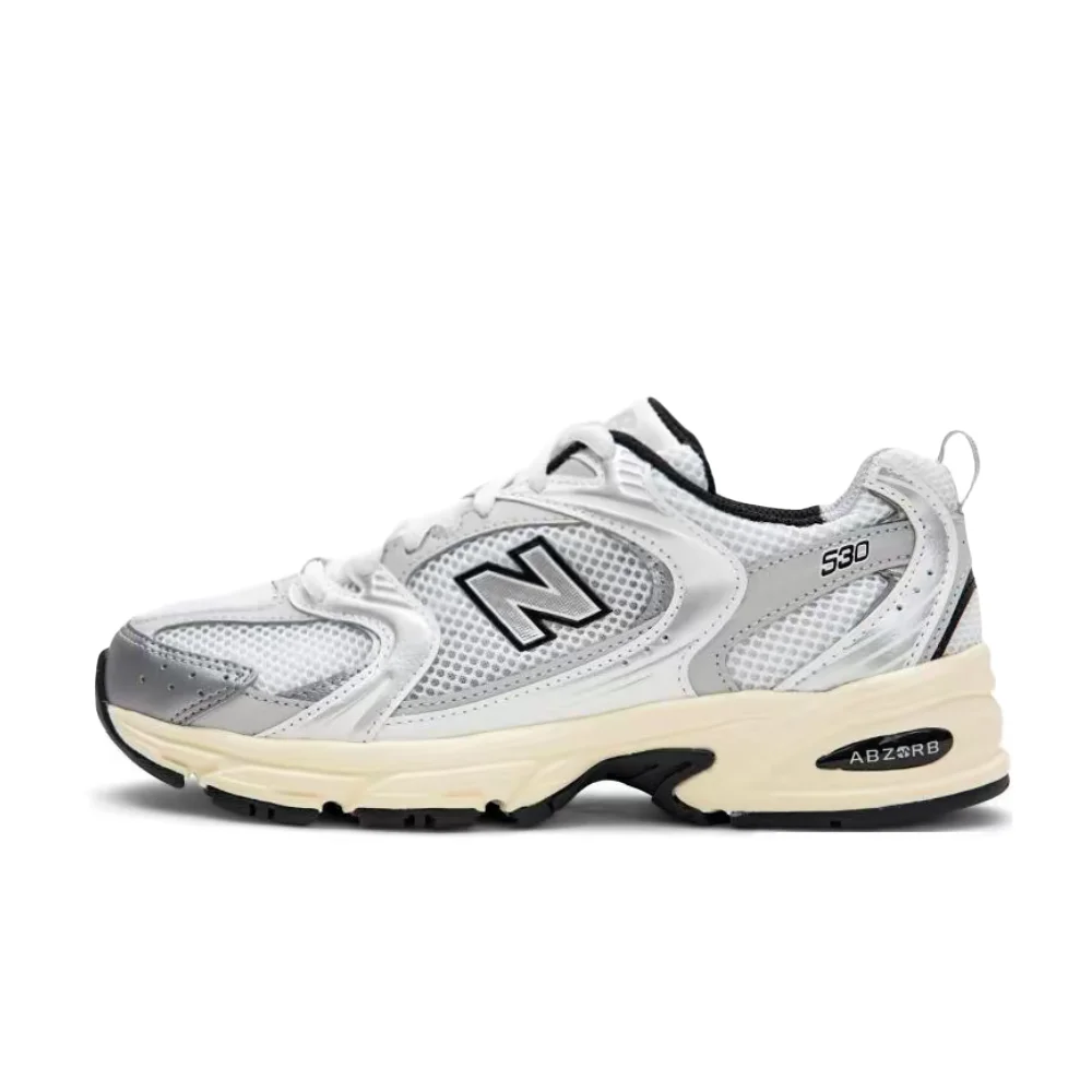 Фото Кроссовки New Balance NB530 унисекс, низкие, повседневные, для бега – серебристо-черные, с комфортной амортизацией и прочной конструкцией MR530TA №1