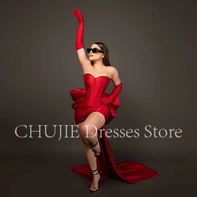 Милое красное коктейльное платье женские атласные наряды на день рождения