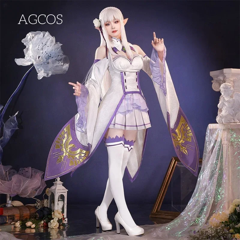 AGCOS Аниме Re: Жизнь в другом мире от нуля Emiria Косплей Костюм Женщина Рождество