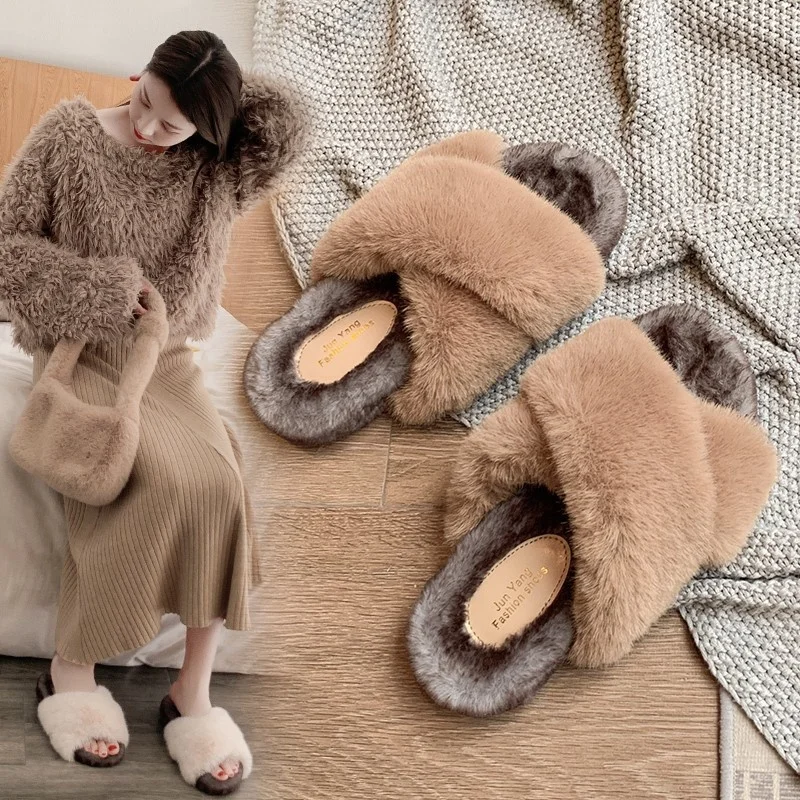 

Alo cnc 2022 New Spring and Autumn Home Plush Cotton Slippers Sub Soft Bottom Girls Slippers
