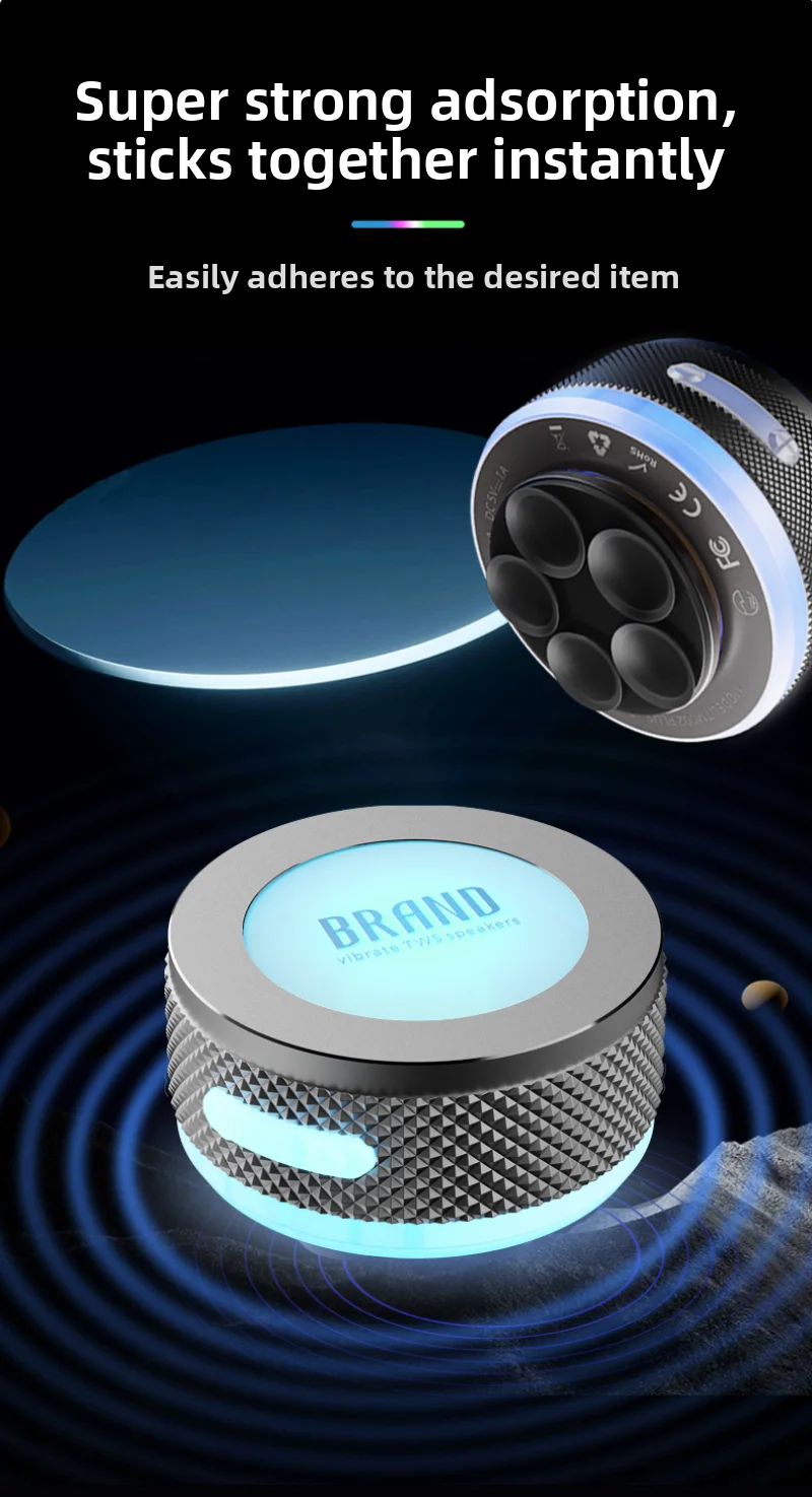 Миниатюрная портативная Bluetooth-колонка с костной проводимостью, беспроводной сабвуфер, магнитный металлический корпус, мощный звук (art.: 3920dc596f3d4) - 3920dc596f3d4