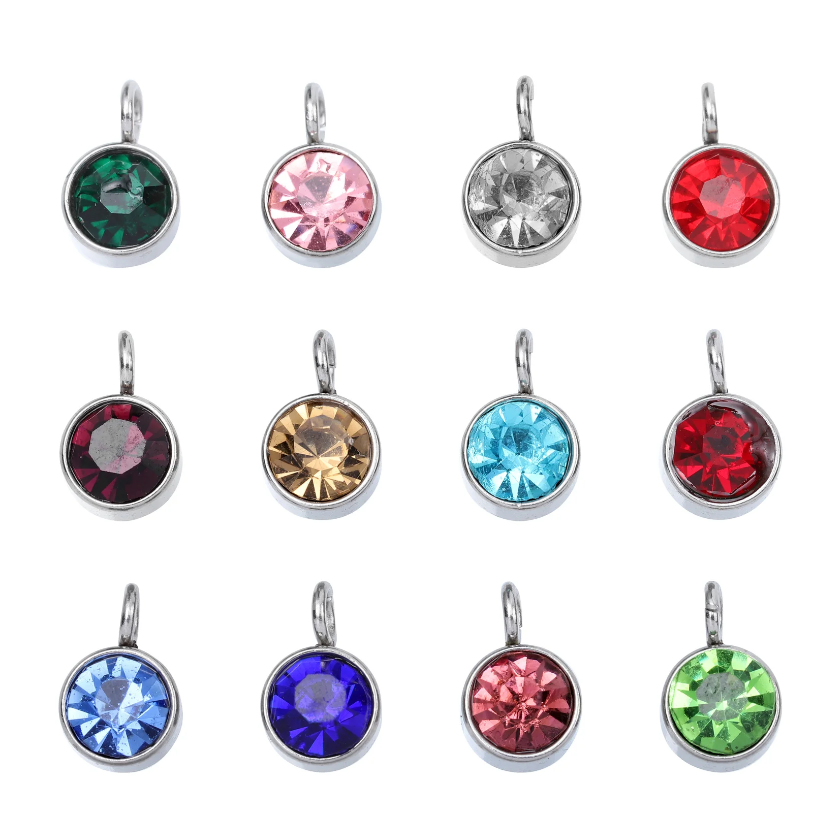 

36 Pcs Birthstone DIY Pendant Jewelry Stainless Steel Dangle Earrings Necklace Accessories Beads Pendants