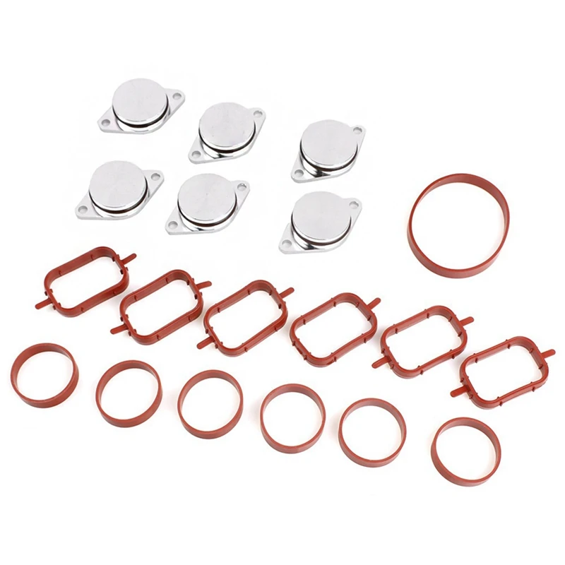 

6 X 33Mm Crude Oil Swirl Flap Blanks Replacement Bungs With Intake Manifold Gasket For -BMW E46 E60 E90 320D 330D 520D