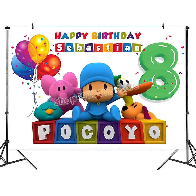 Виниловый фон для фотосъемки с изображением героев мультфильмов аниме Pocoyo