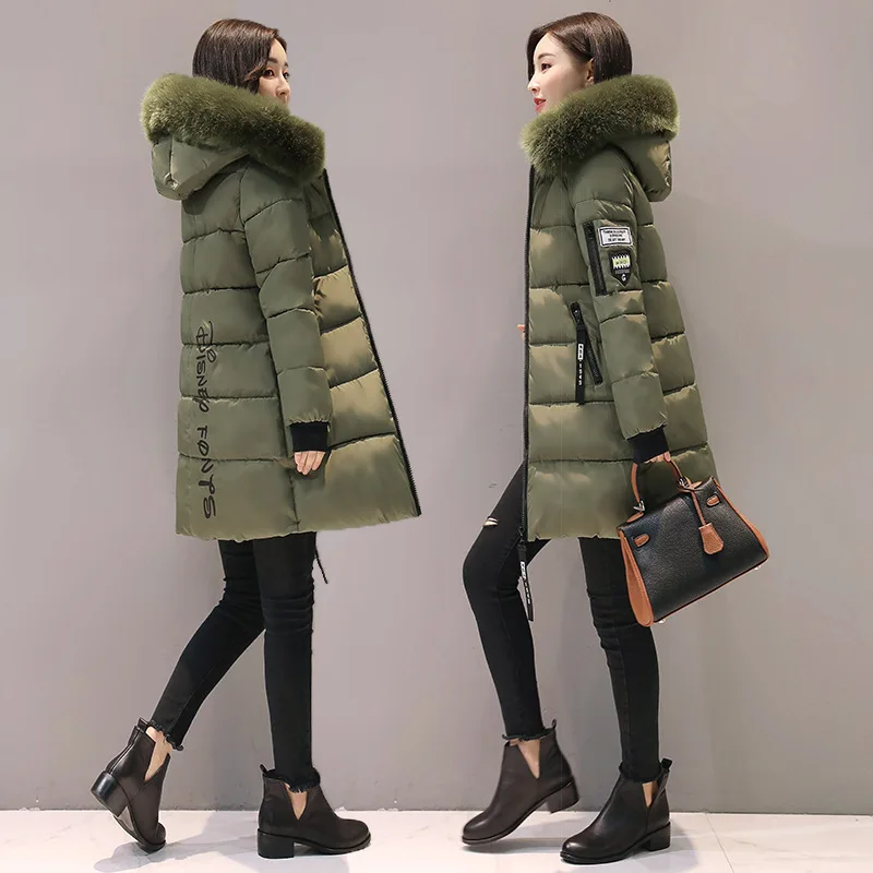 New Oversize Winter Jacket Hooded Cotton Padded Jacket Superheat Coat Parka Slim Large Fur Collar Fashion Thickened