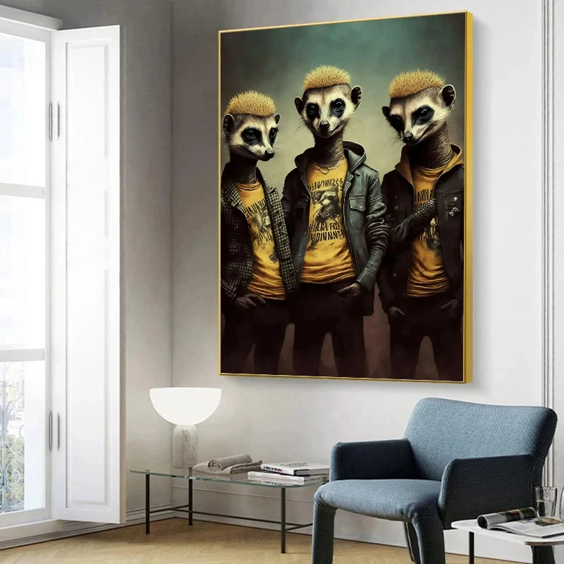 Забавное животное в очках постер с принтом холст картина жираф панда обезьяна