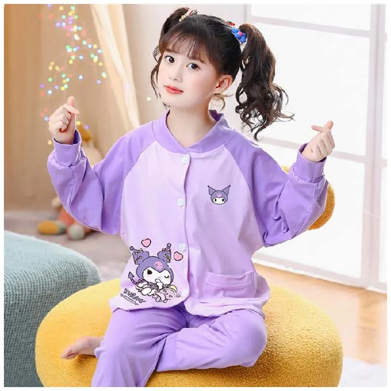 

Sanrios мультфильм Kuromi My Melody полачко Весна Осень Детская домашняя одежда для сна кавайная пижама для девочек