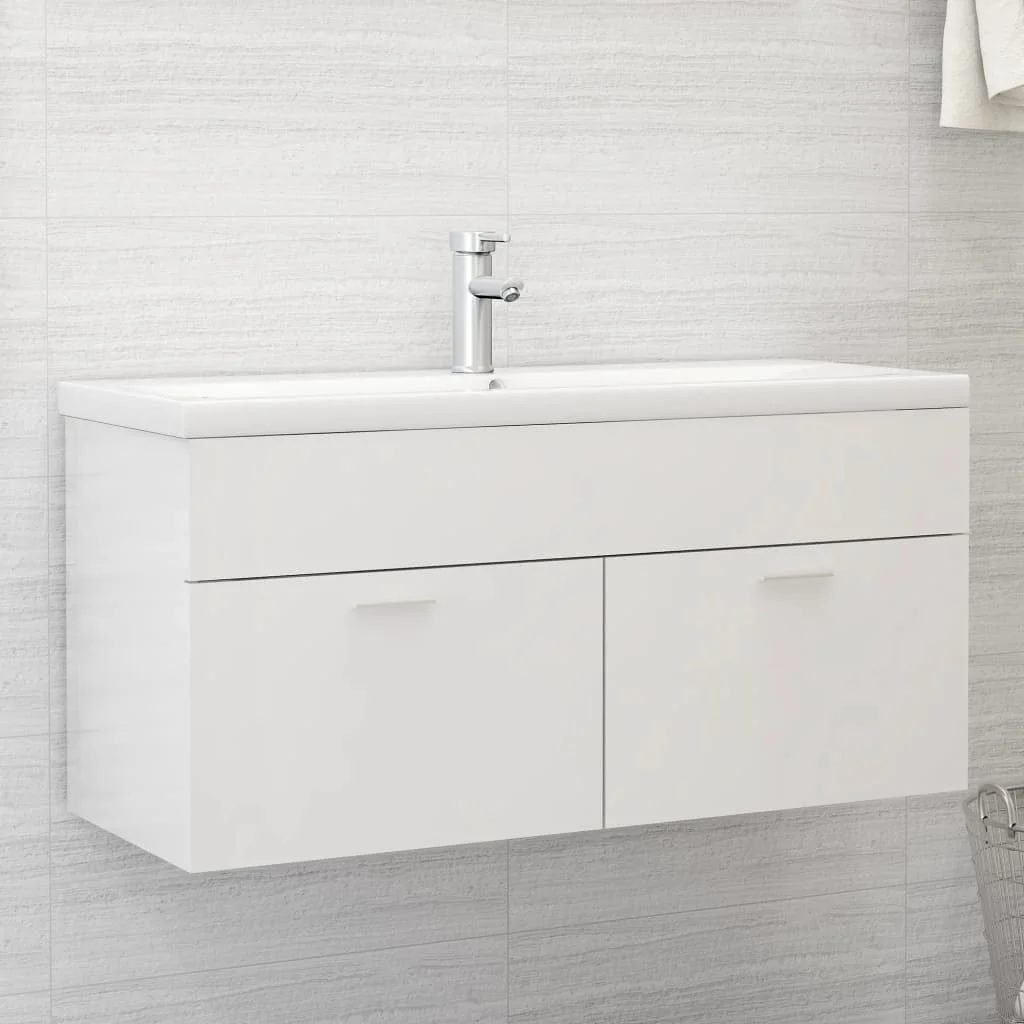 

Bathroom Cabinet, Chipboard Cabinet, Bathroom Furntain High Gloss White 100x38.5x46 cm