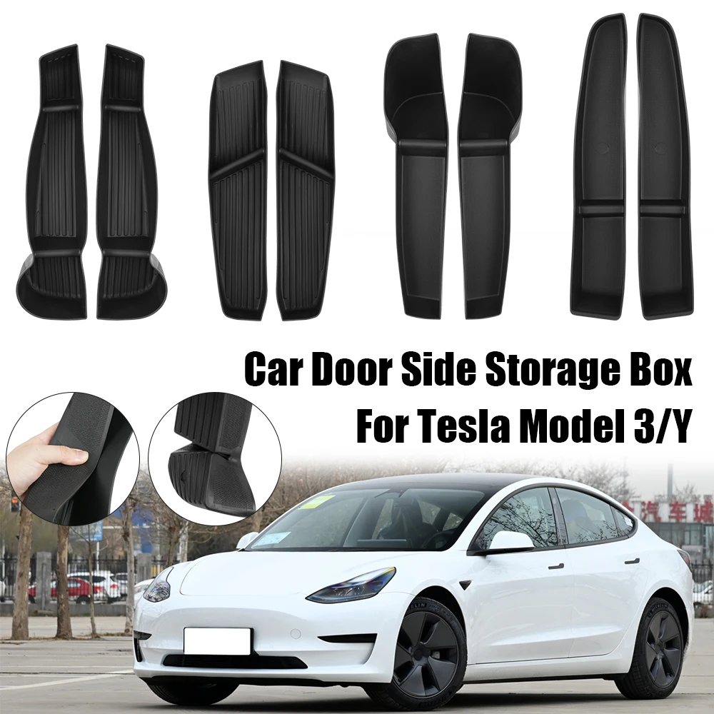 

Front Back Door Handle Armrest Tray Organizer For Tesla Model 3 Model Y Holder Accessories Car Door Side Storage Box 4pcs/Set