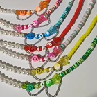 Асимметричное жемчужное ожерелье в стиле Харадзюку с бабочкой-смайликом для женщин ожерелье из разноцветной глины чокер в богемном стиле Kpop Y2K ювелирные изделия аксессуары