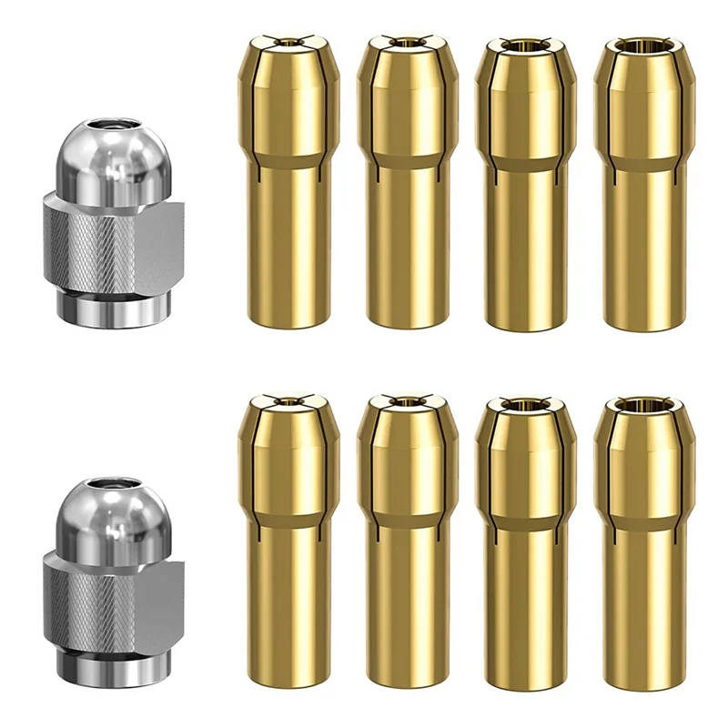 

Brass Drill Chucks Collet Bits, 8Pcs Replacement 4485 Brass Quick Change Rotary Drill Nut Tool Set