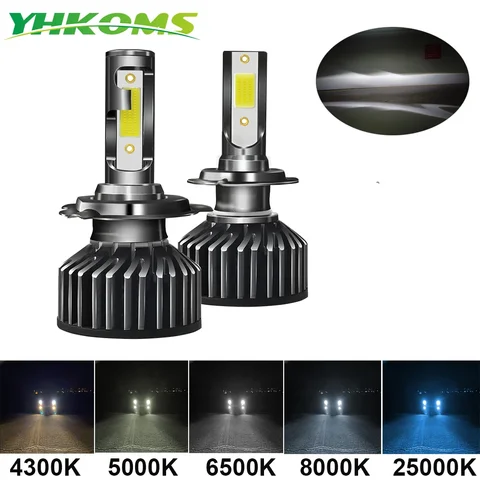 YHKOMS Мини-размер Автомобильная фара H4 H7 LED 3000K 4300K 5000K 6500K 8000K 25000K H1 H8 H9 H11 9005 9006 Светодиодная лампа Автоматическая противотуманная фара 12 В
