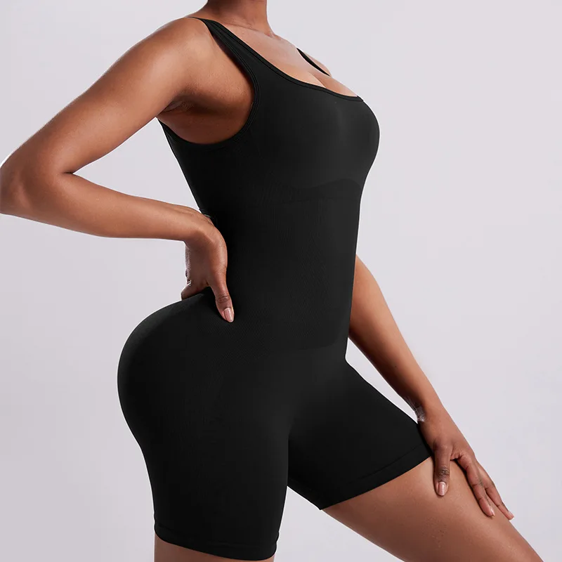 Женский однотонный комбинезон без рукавов для занятий спортом