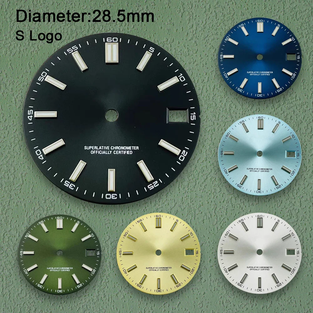 Циферблат с логотипом S 28 5 мм циферблат NH35 ледяной синий светящийся подходит для