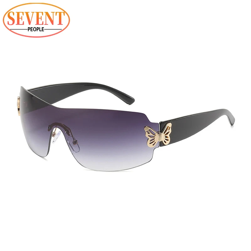 

Rimless One Piece Sunglasses Women Fashion Butterfly Sun Glasses For Female Oversized Shield Sunglass Ladies 2000'S Y2k Eyewear