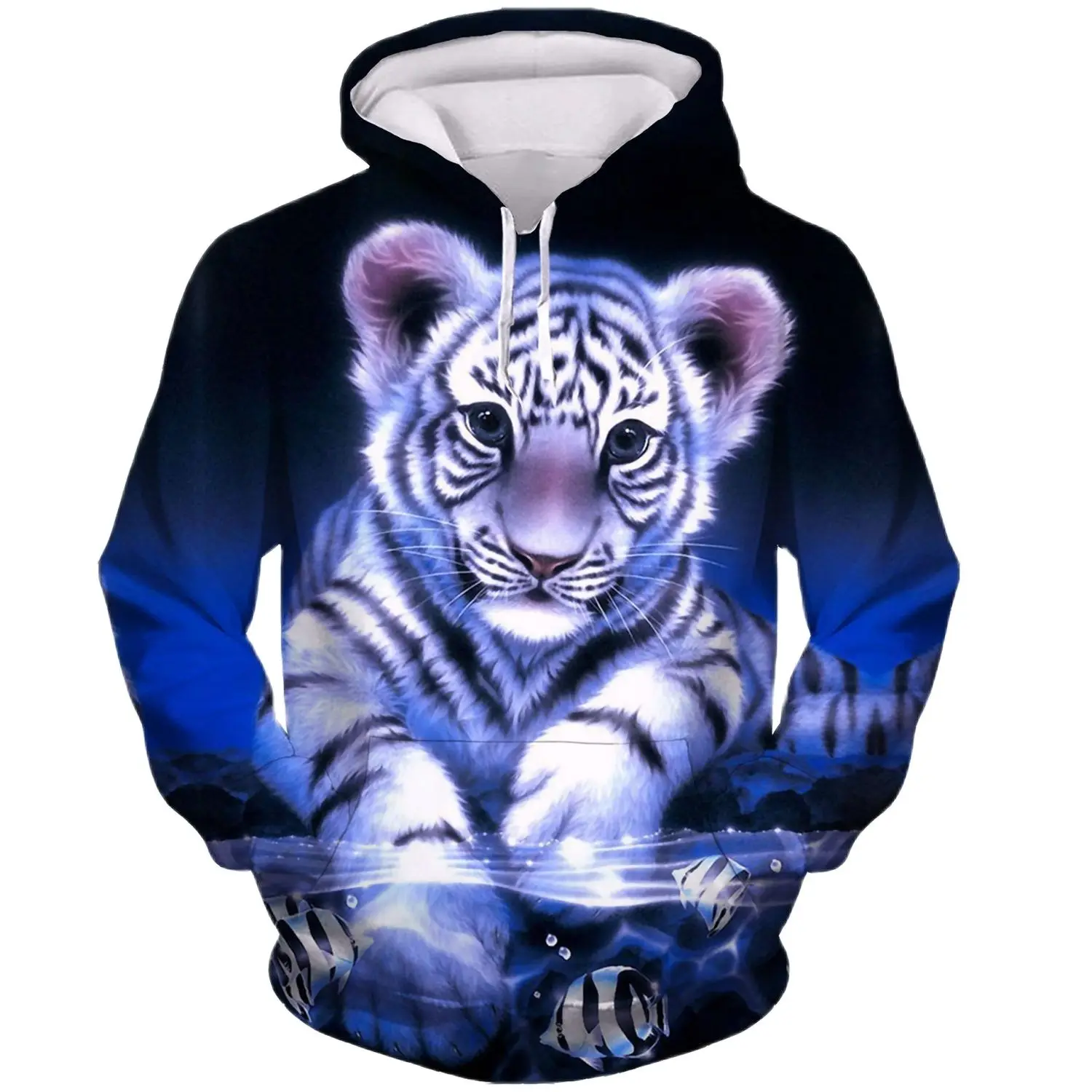 King of Animals Tiger Printed Hooded Sweatshirts Tops Men/Women Funny Casual Hoody 3D Hoodies Fashion Streetwear Hip Hop Coat