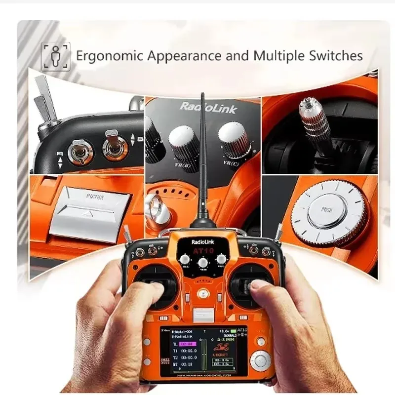 RadioLink AT10 II 2 4 ГГц 10-канальный радиоуправляемый передатчик с приемником R12DS PRM-01