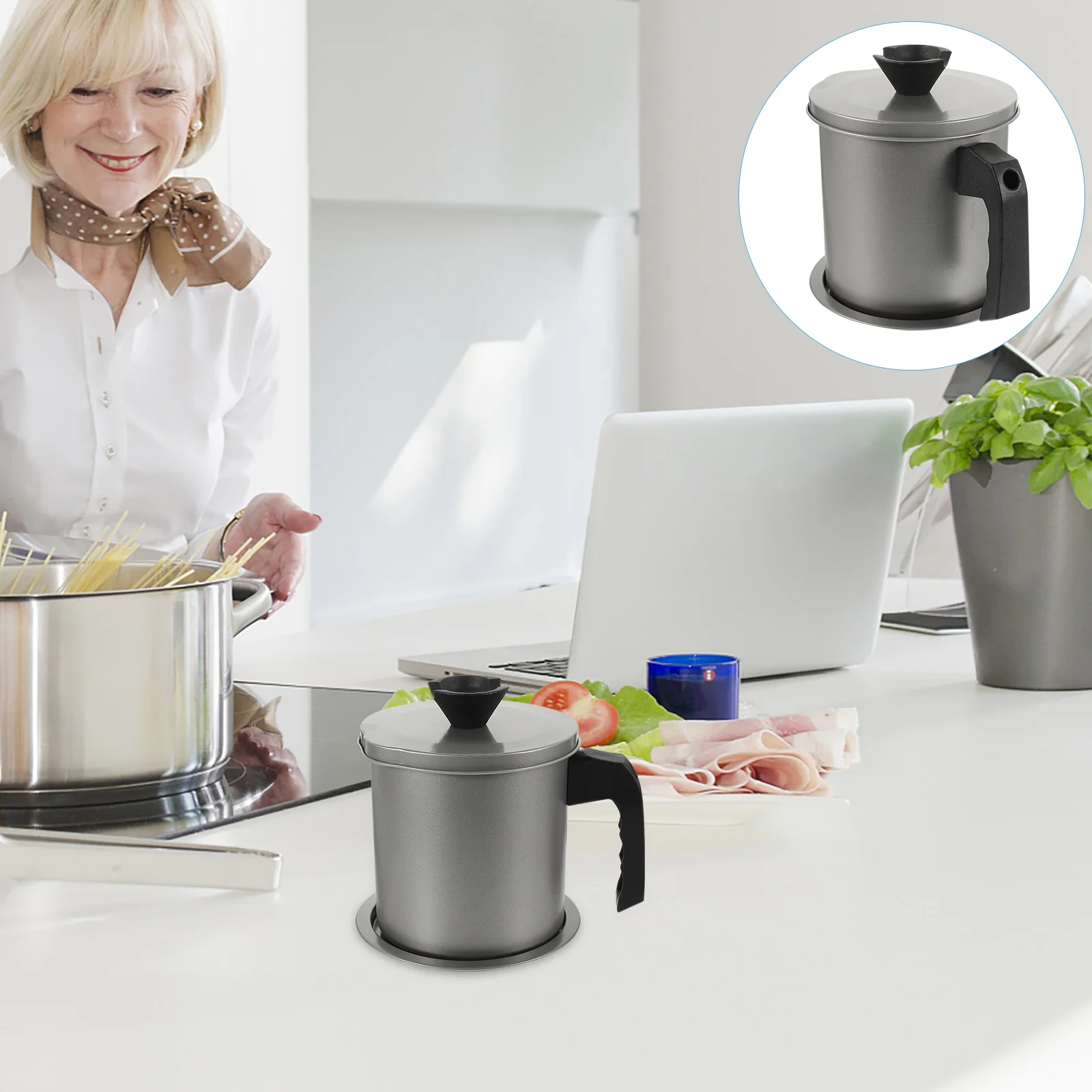 

1pc Oil Strainer Pot Oil Strainer Container Oil Container Pot Container Oil Storage Pot