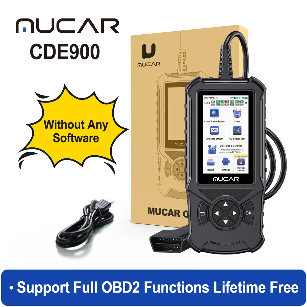 

Диагностический сканер MUCAR CDE900 OBD2, автомобильный прибор для диагностики, ECM TCM ABS SRS 2 + 16G, OBD2, диагностика автомобиля, Wi-Fi, бесплатное обновление