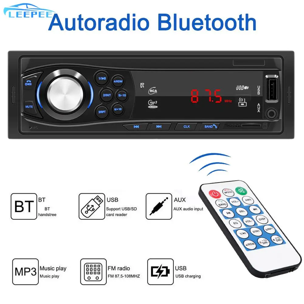 

1Din 12 в автомобильный mp3-плеер авто FM стерео аудио радио модификация Bluetooth USB/SD/AUX-IN управление автомобильные аксессуары