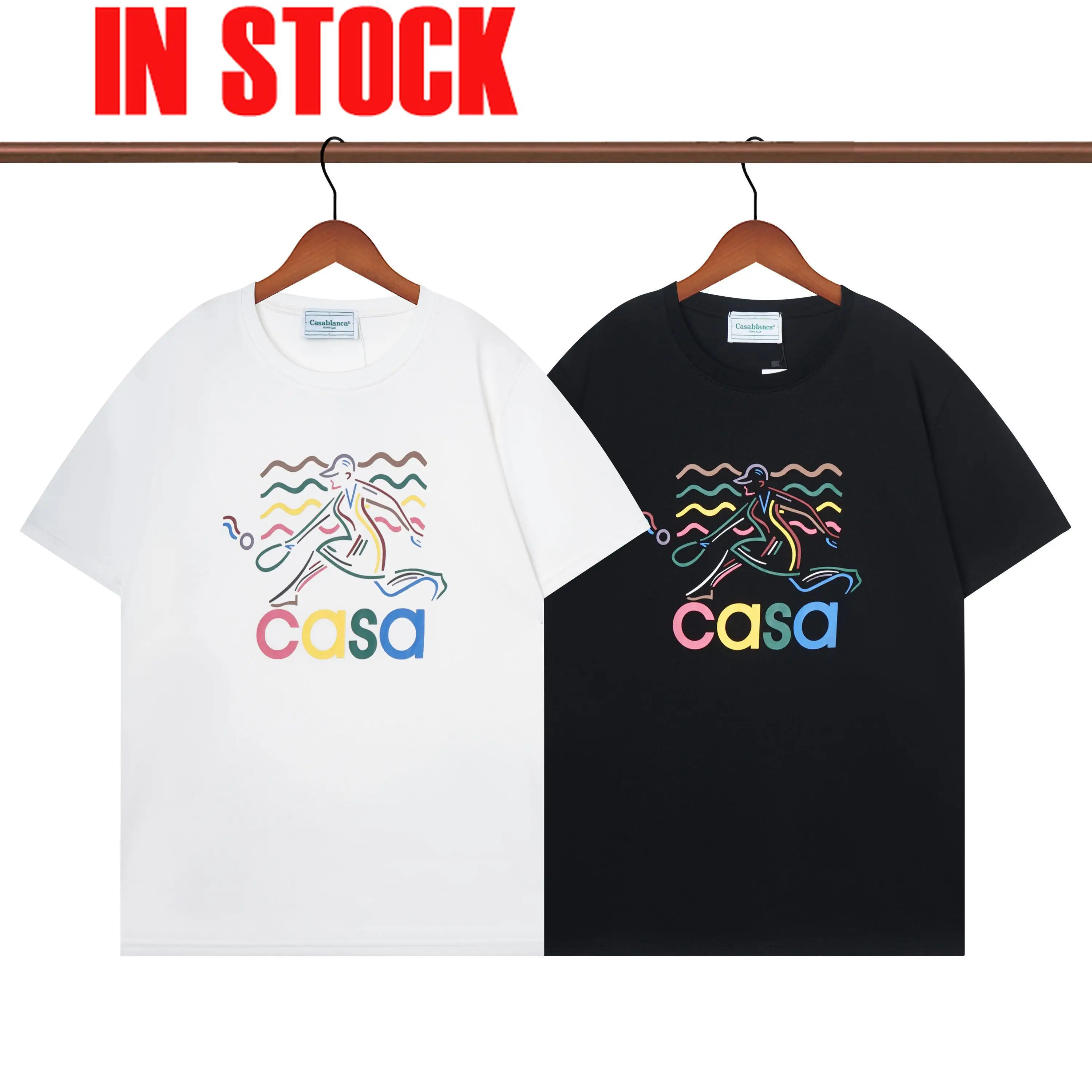 

Tshirt Women Casablanca 2023 New Tennis Colorful Alphabet Print Street Trend T-shirt Casual Fashion Comfortable Top