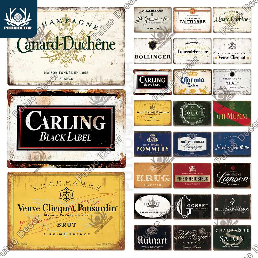 Металлический винтажный Настенный декор Putuo Decor цвета шампанского для бара, паба, клуба, мужской пещеры, домашний Настенный декор