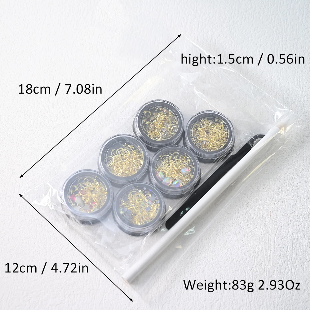 6 банок/комплект металлические заклепки для ногтей