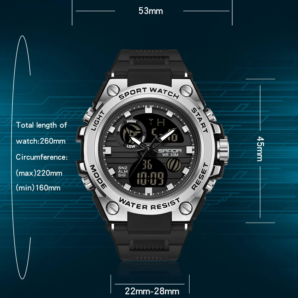 Мужские военные часы SANDA 739 спортивные с хронографом мужские водонепроницаемые