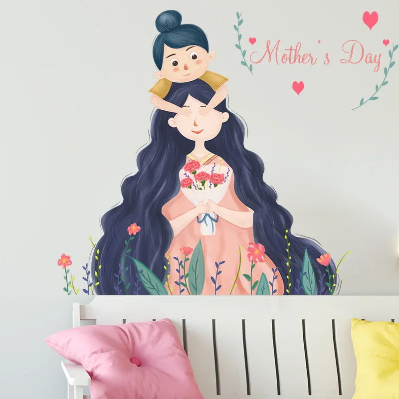 

Cartoon Mother's Day Decoration Bedroom Porch Bedside Home Wall Beautification Decorative Wall Sticker Home Decor