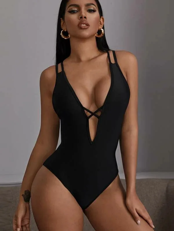 

2022 Hollow Sexy Swimwear Women Bandage Padded One Piece Swimsuit Monokini Biquini Traje De Bano Mujer Trikini Badpak Femme