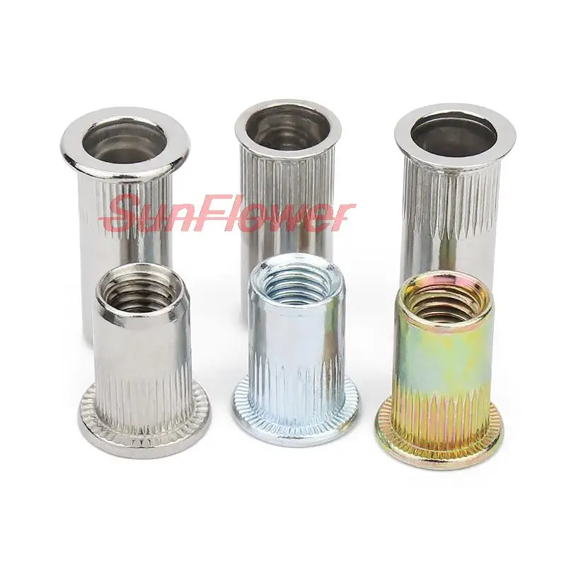 

M3 M4 M5 M6 M8 M10 M12 304 Stainless Steel Carbon Steel Aluminum Flat Head Blind Rivet Nut Insert Rivnut Nutsert for Screw Bolt