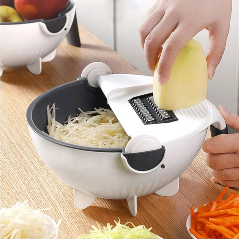 

Multifunctional Vegetable Cutter With Drain Basket Kitchen Veggie Fruit Shredder Rotate Grater Slicer Kitchen Accessories