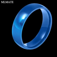classic smooth simple wedding ring for men women blue silver gold color stainless steel couples gift