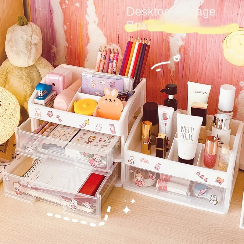 

Transparent Cosmetic Storage Box Desktop Drawer Lipstick Cosmetic Box Dressing Vanity Table Makeup Brush Dormitory Shelf