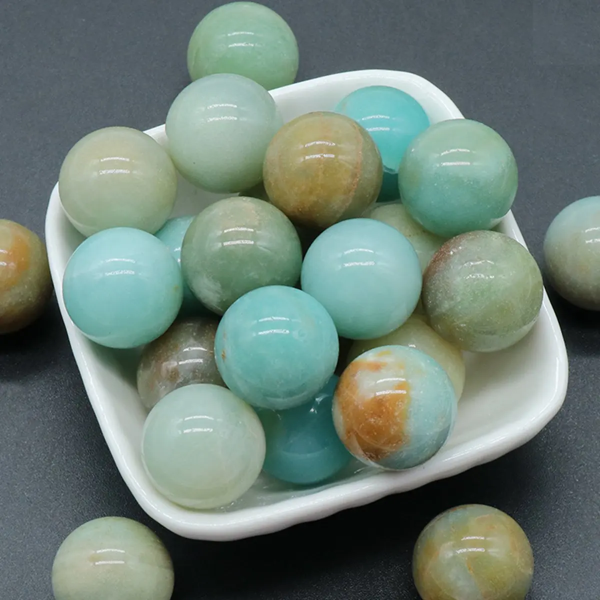 

20MM Amazonalite Round Beads for DIY Making Jewelry NO-Drilled Hole Loose Healing Energy Cute Stone Crystal Sphere Balls