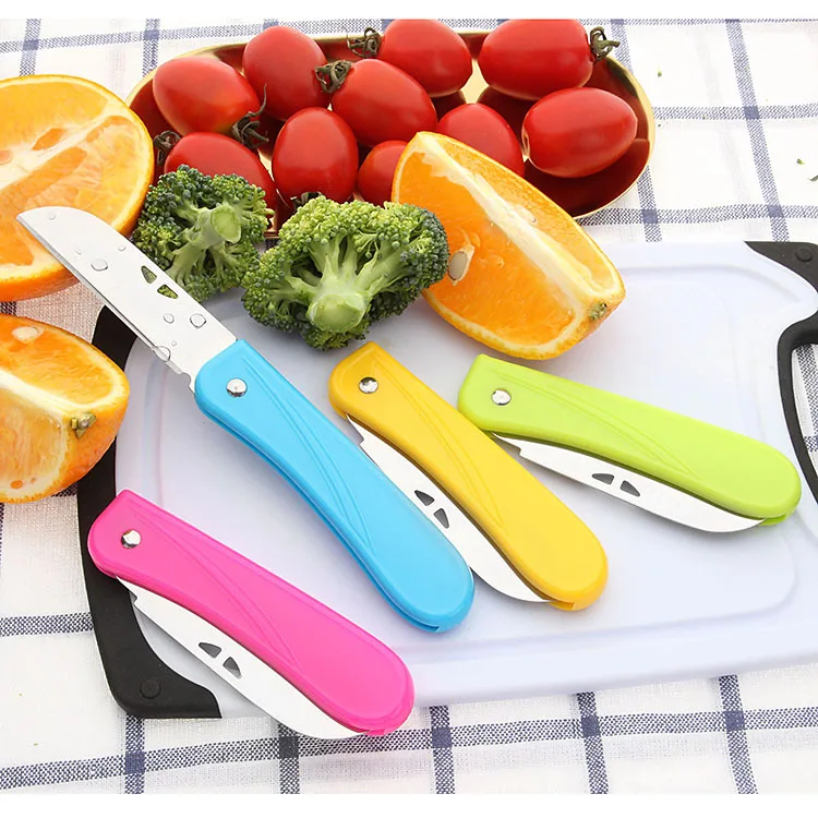 

Folding Fruit Knife Plastic Handle Stainless Steel Mini Folding Knife Sharp Paring Knife Picnic Fruit Peeler Kitchen Tools