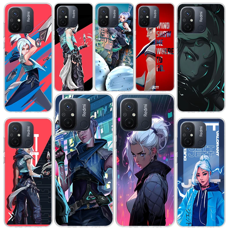 Мягкий силиконовый чехол Valorant Jett для Xiaomi Redmi 12 12C 9 9A 9C 9T 10 10A 10C 8 8A 7 7A 6A 6 Pro S2 K20 K40