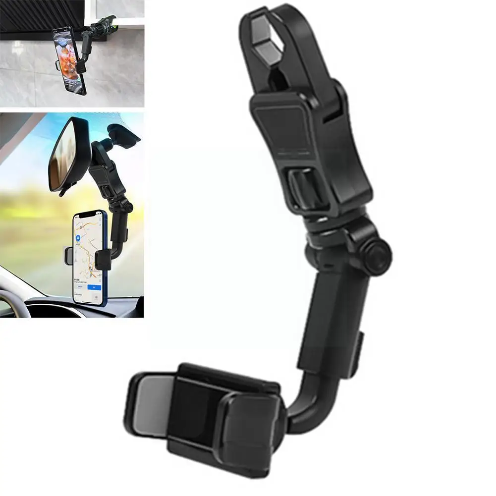 

Universal Multifunctional Mobile Phone Holder Adjustable Clip Gps Bracket Rearview Mirror For Car Back Car Phone Holde A6o1